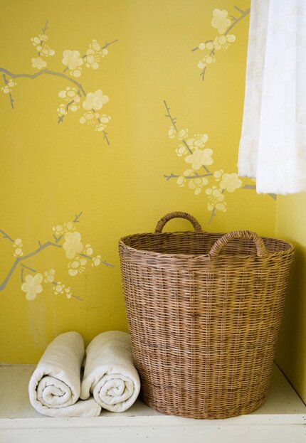 chinoiserie wall stencil cherry blossoms