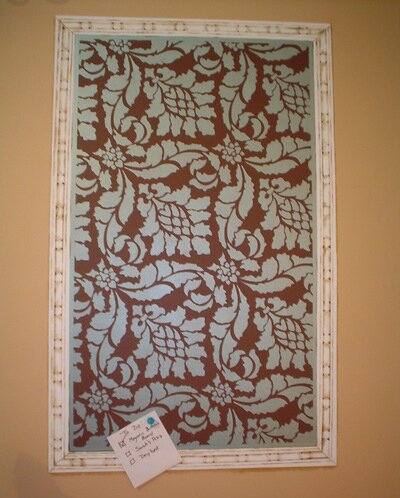 Royal stencil Damask on magnetic paint board