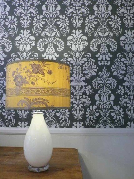 large floral damask wall stencil