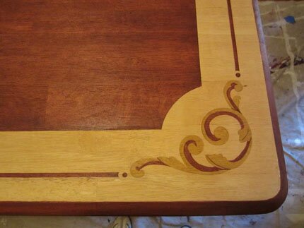 stencil on furniture with stain