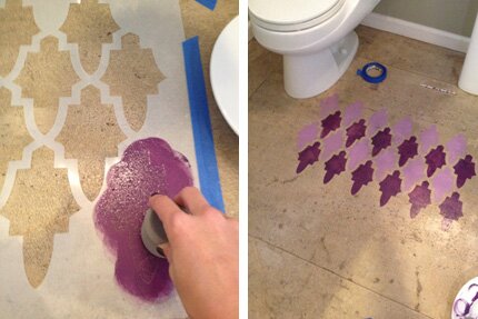 how to stencil on a tile floor