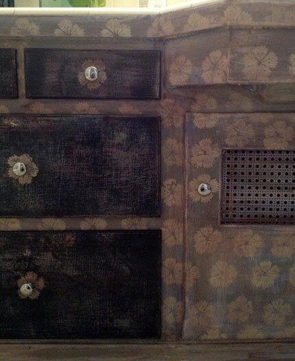 cabinet with furniture stencils