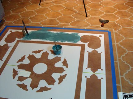 stencil on floor with Modello pattern