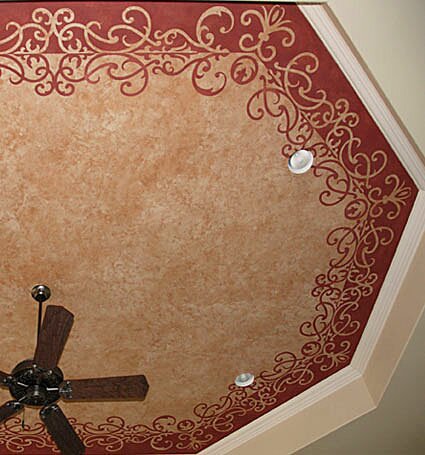 Ceiling stenciling with Modello stencil