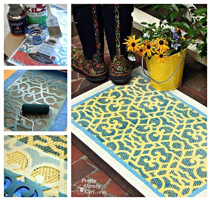 stenciling on a floor mat