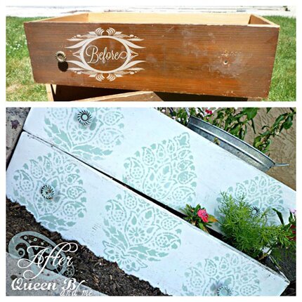 stencils on furniture to create planter boxes
